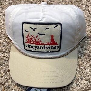 Vineyard Vines White and Tan Logo Hat